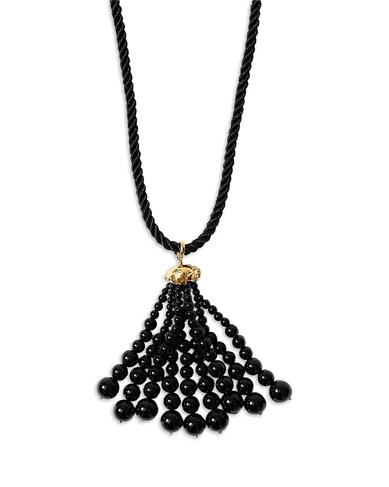 Octo Black Onyx Bead Tassel Pendant Necklace, 46 by Chan Luu