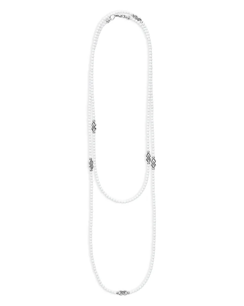 Sterling Silver Signature Caviar White Agate Station Necklace, 34 by Lagos
