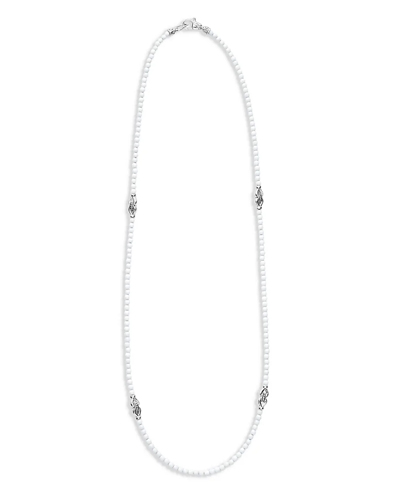 Sterling Silver Signature Caviar White Agate Station Necklace, 18 by Lagos