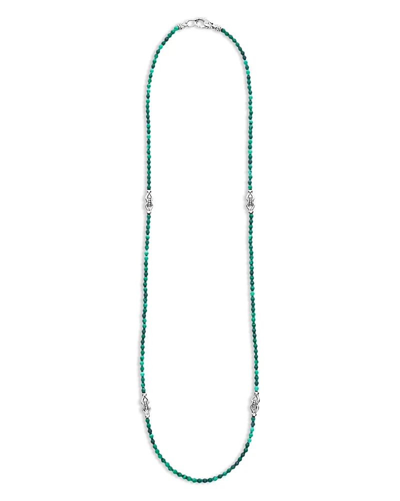 Sterling Silver Signature Caviar Malachite Station Necklace, 18 by Lagos