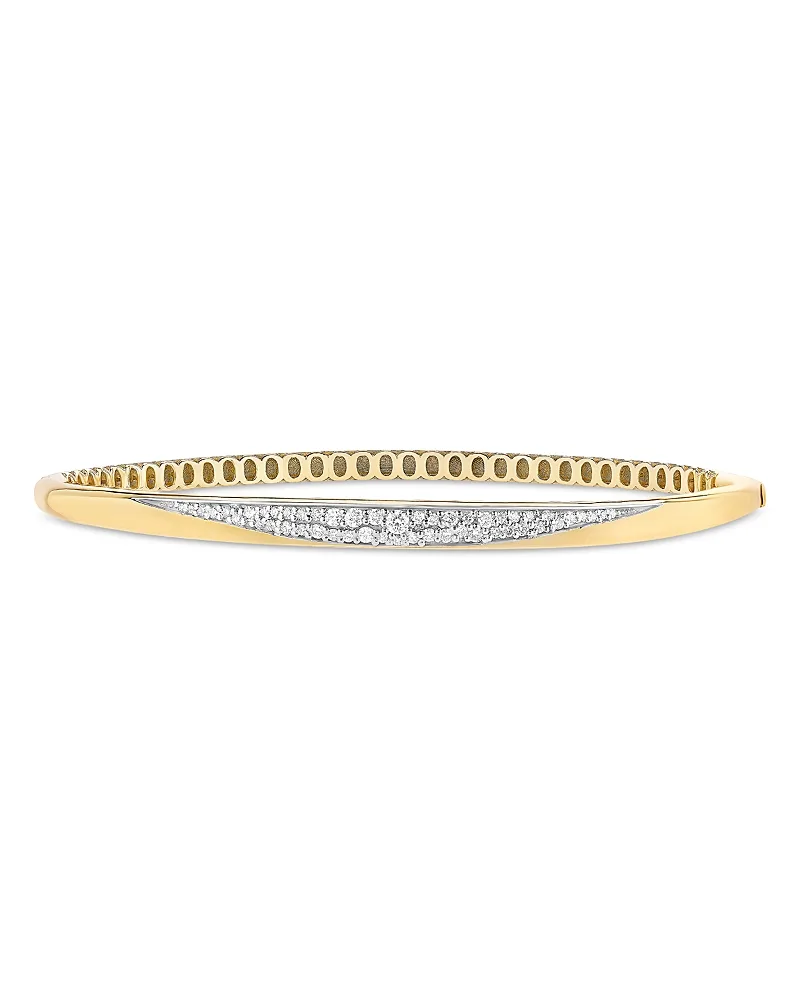 14K Yellow Gold Diamond Dipped Hinged Bangle Bracelet, 0.36 Tcw by Lana