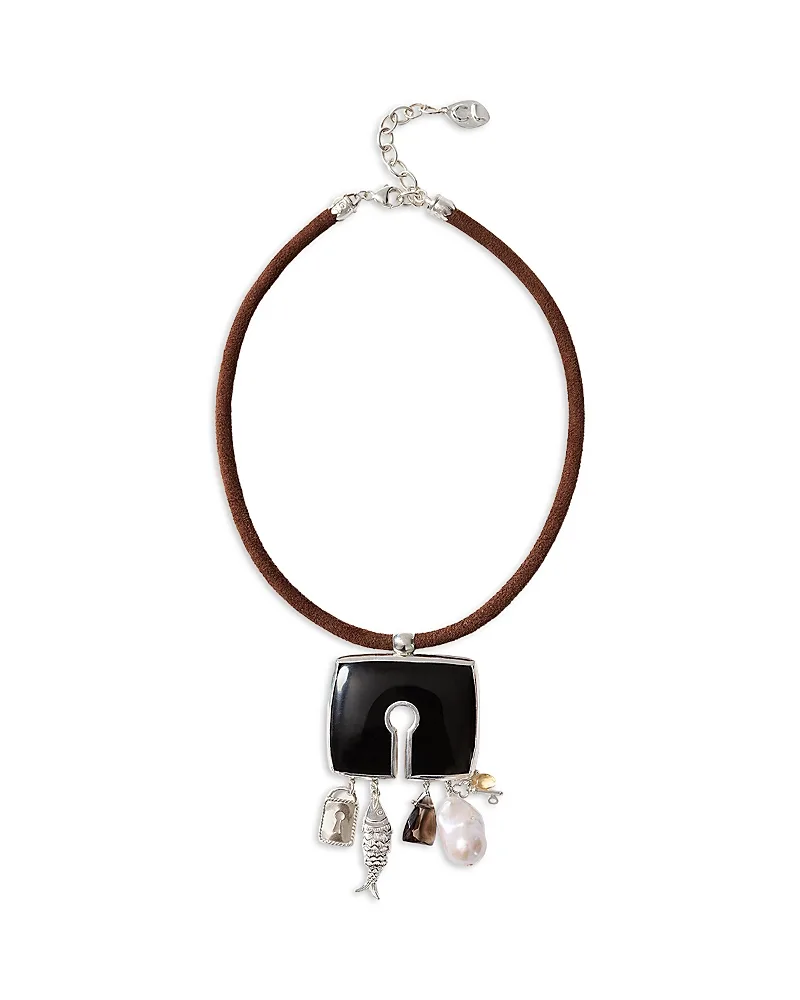 Lock Charm Leather Necklace, 15-17 by Chan Luu