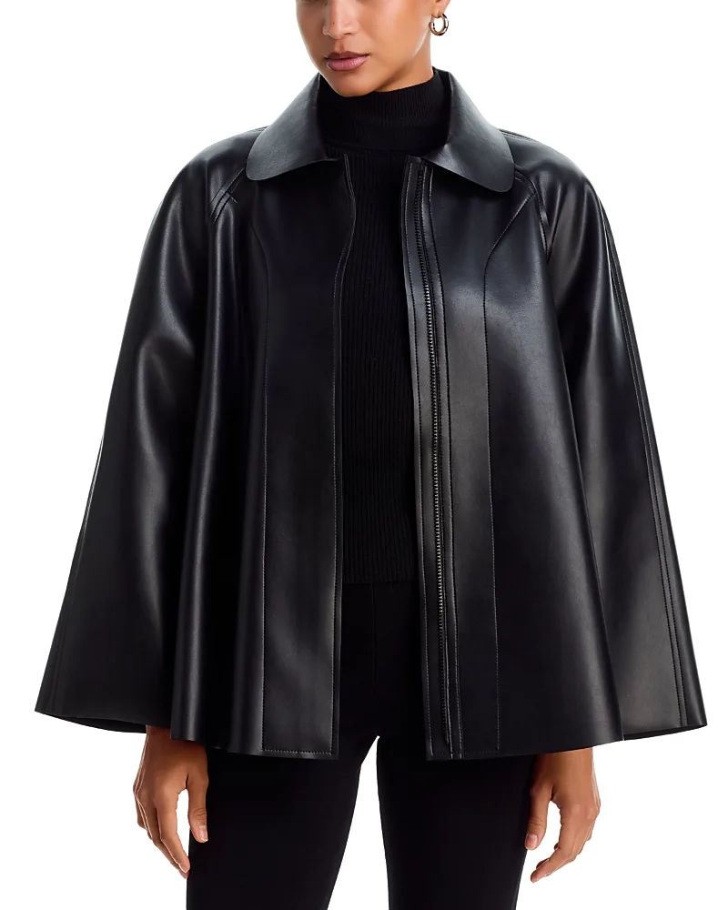 Faux Leather Zip Front Jacket by Norma Kamali