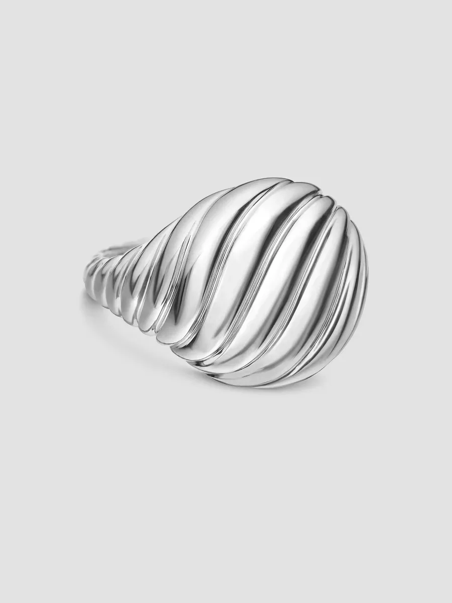 Sculpted Cable Pinky Ring in Sterling Silver, 13MM