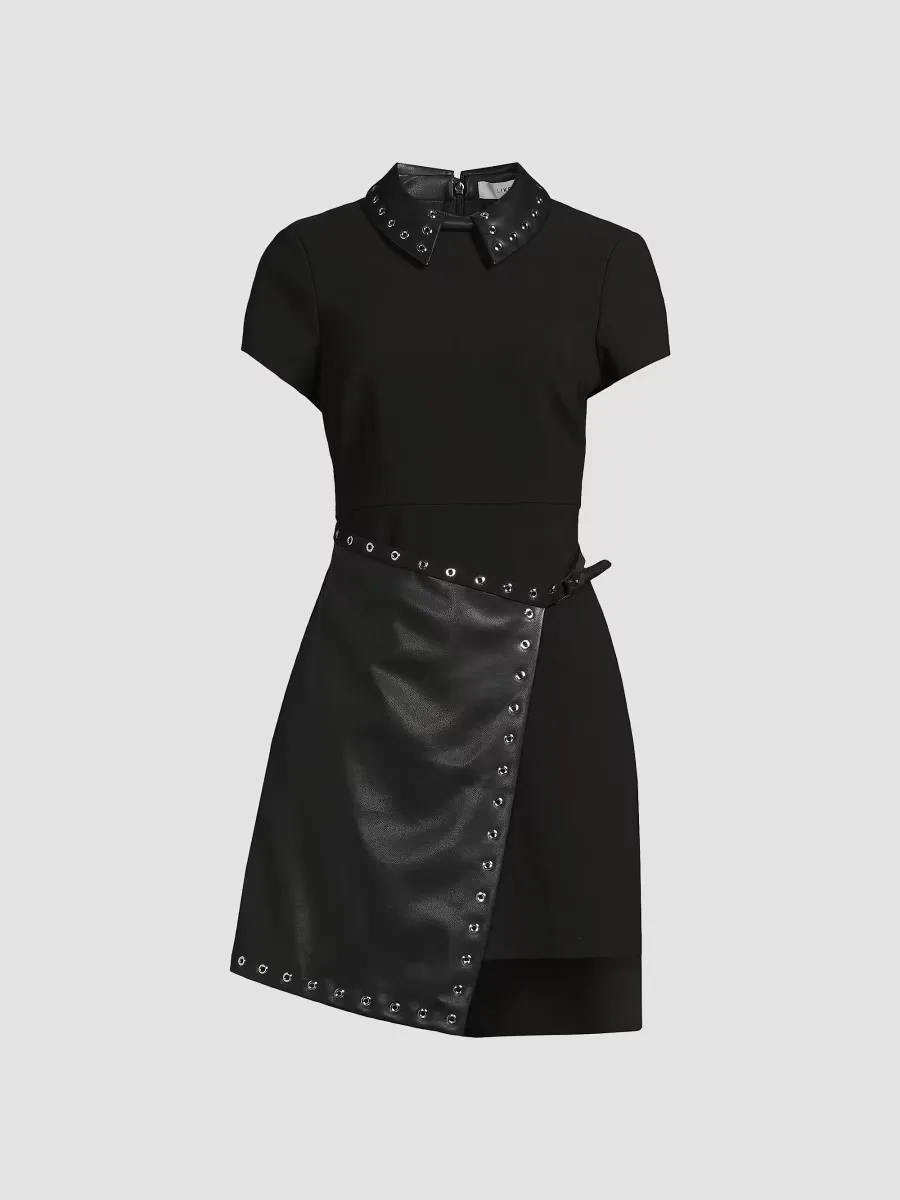 Elia Grommet-Detail Mixed-Media Minidress by LIKELY