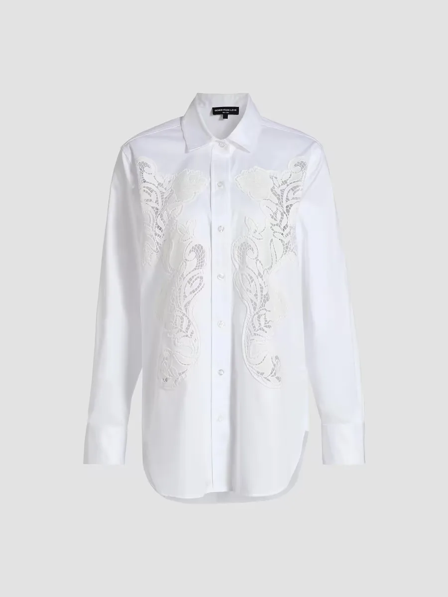 Bruno Lace Poplin Button-Up Shirt by Generation Love