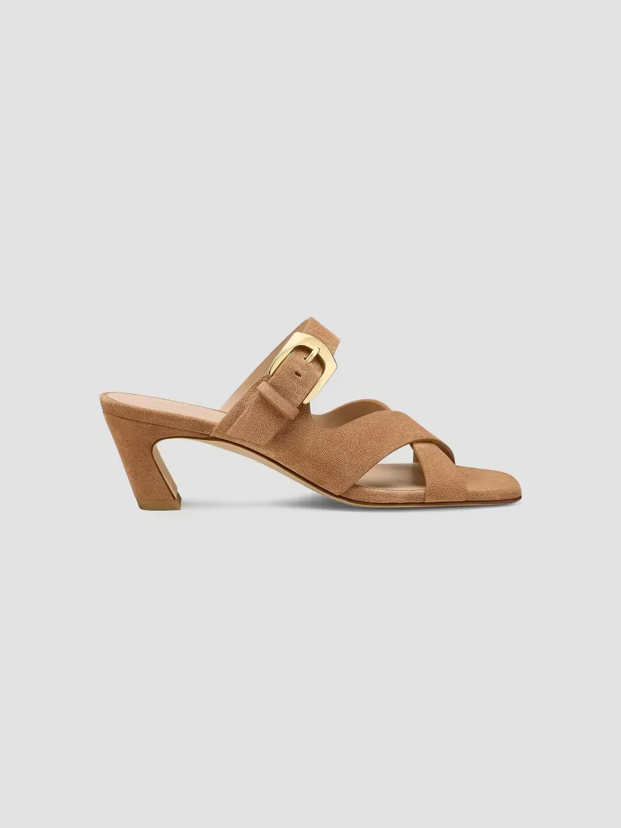 Sai 50MM Suede Block-Heel Sandals by Stuart Weitzman