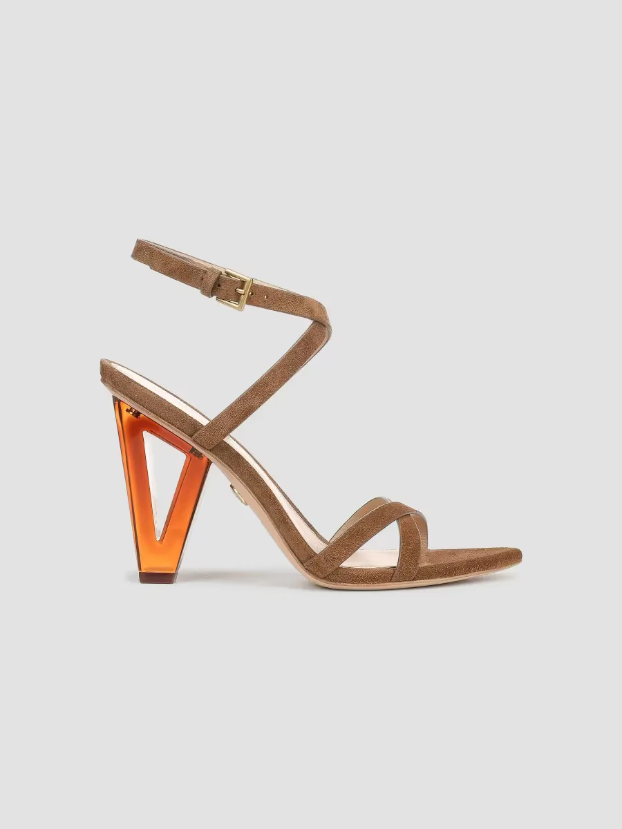 Lanaya 90MM Suede Sculptural-Heel Sandals by Veronica Beard