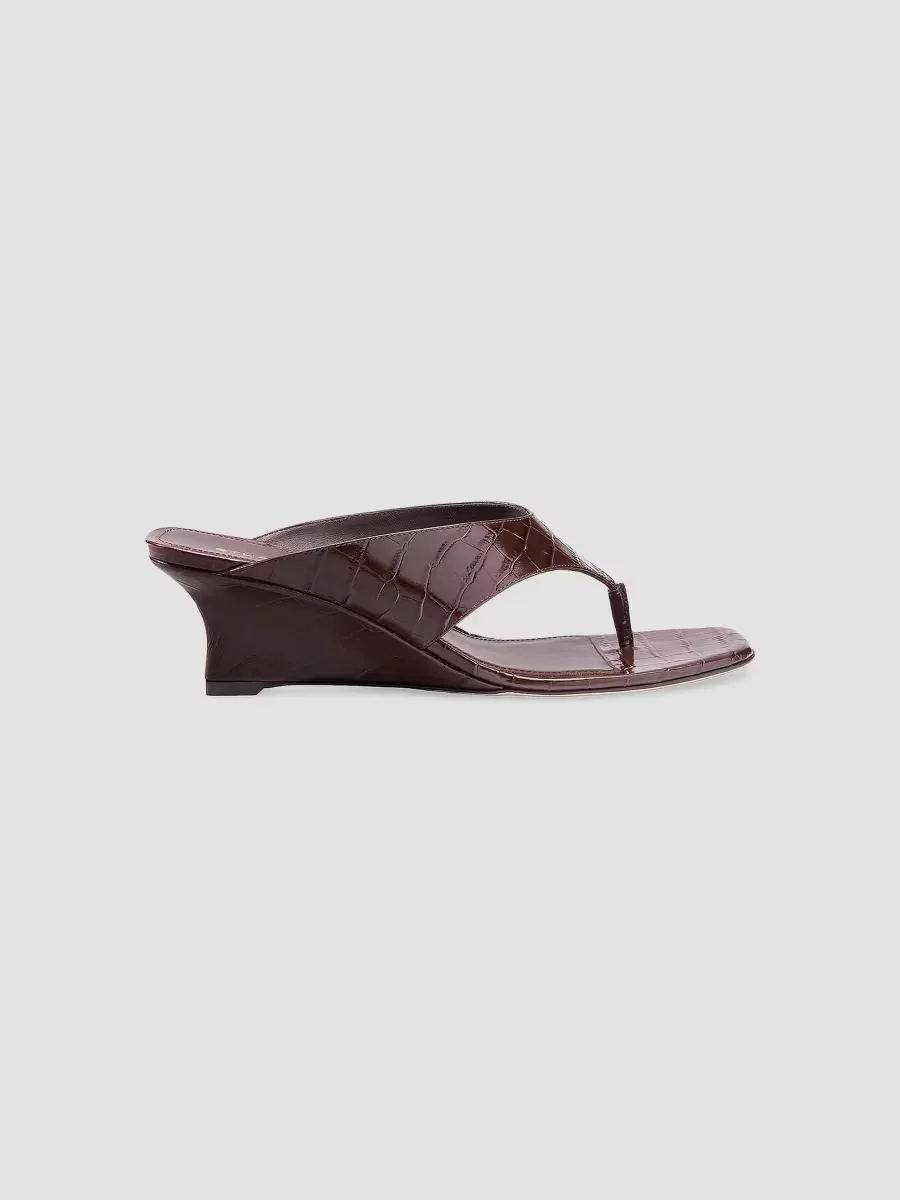 Vinnie 50MM Croc-Embossed Leather Wedge Sandals by Stuart Weitzman