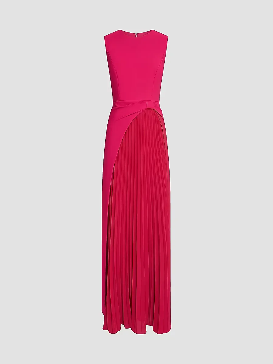 Brielle Pleated Stretch-Crpe Gown by Kay Unger