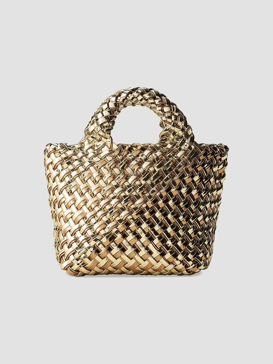 St. Barths Petit Double Weave Metallic Top Handle Bag by Naghedi