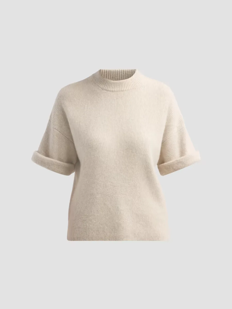 Tamia Knit Rolled-Sleeve Sweater