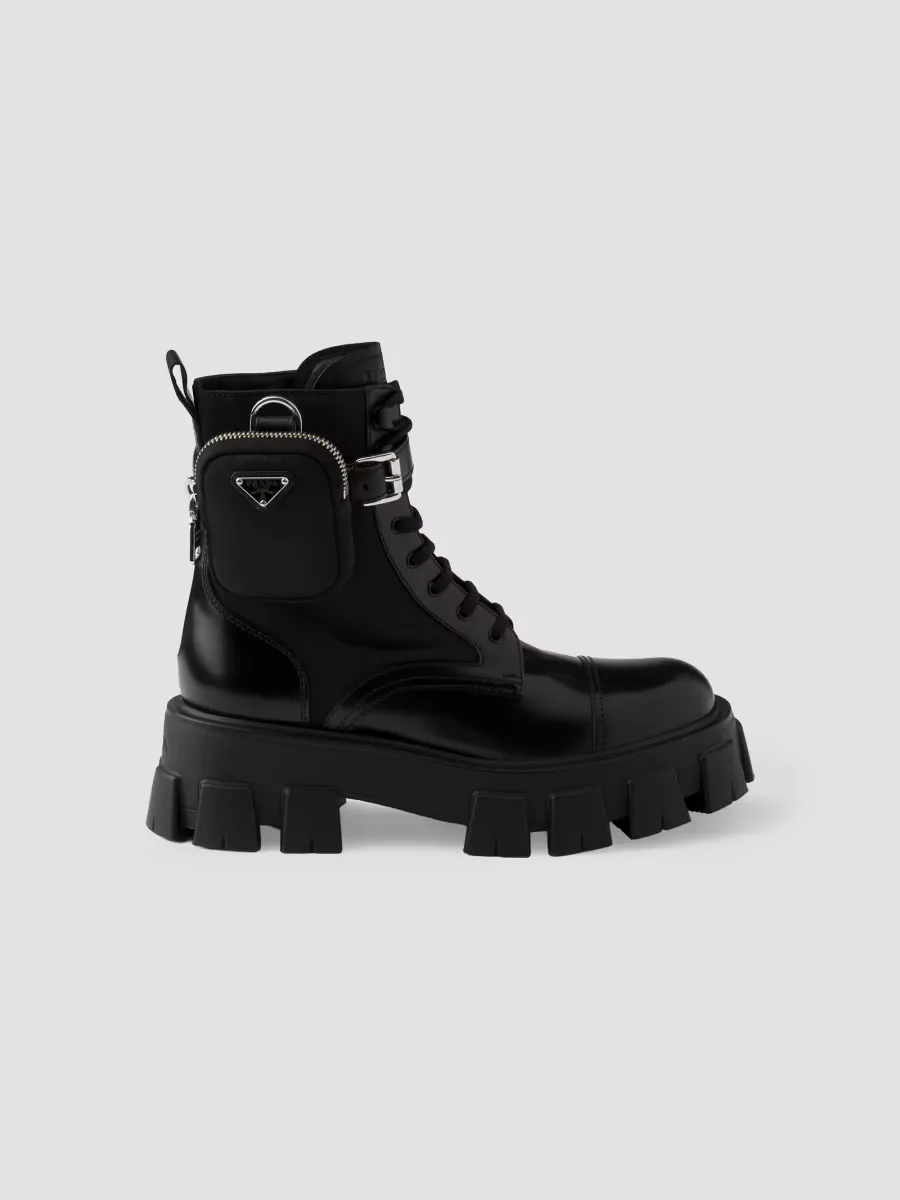 Monolith Leather and Re-Nylon Boots with Pouch