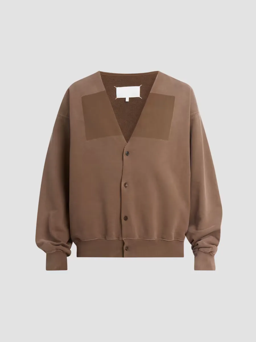 Cotton Fleece V-Neck Cardigan by Maison Margiela