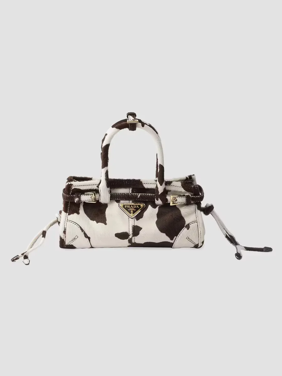 Bonnie Mini Printed Leather Top Handle Bag by Prada