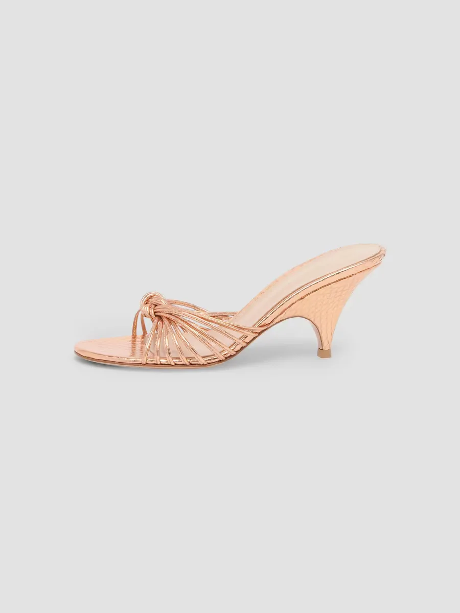 70MM Knotted Snakeskin-Embossed Leather Sandals by Gianvito Rossi