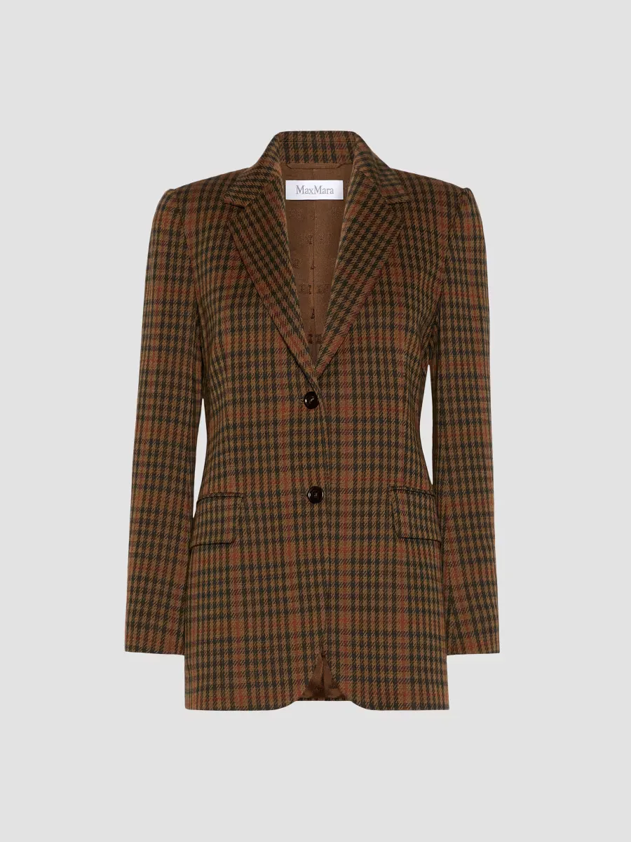 Single Breasted Glen Plaid Jersey Blazer by Max Mara