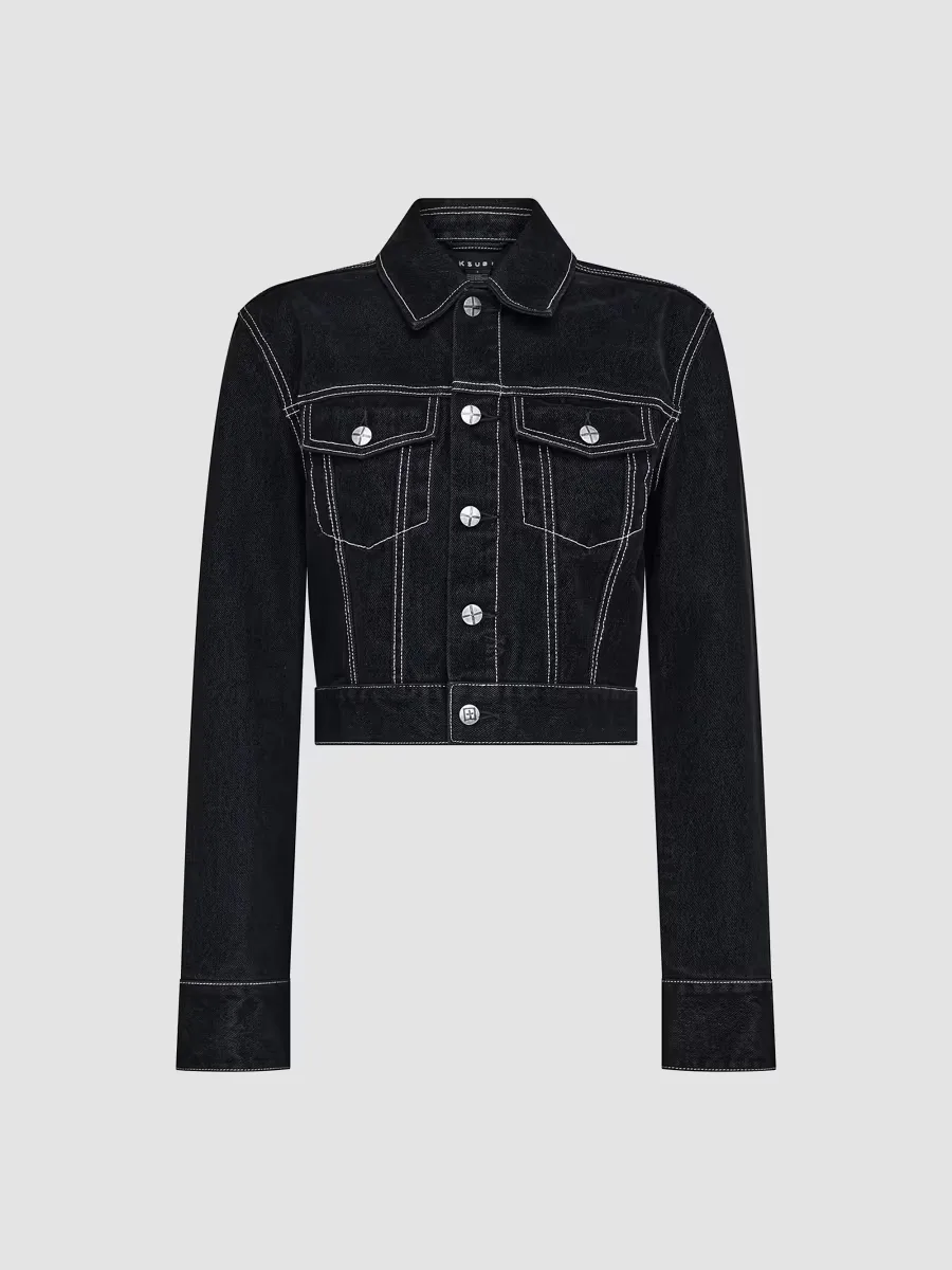 Slim-Fit Flocked Denim Trucker Jacket by Ksubi
