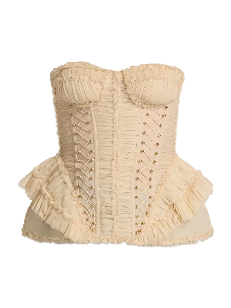 Rebellion Frayed Silk Corset by Zimmermann
