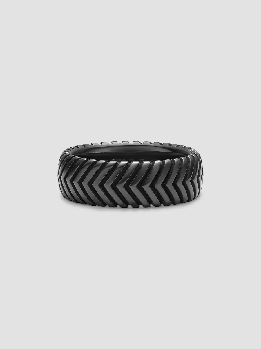 Chevron Band Ring in Black Titanium, 8MM by David Yurman