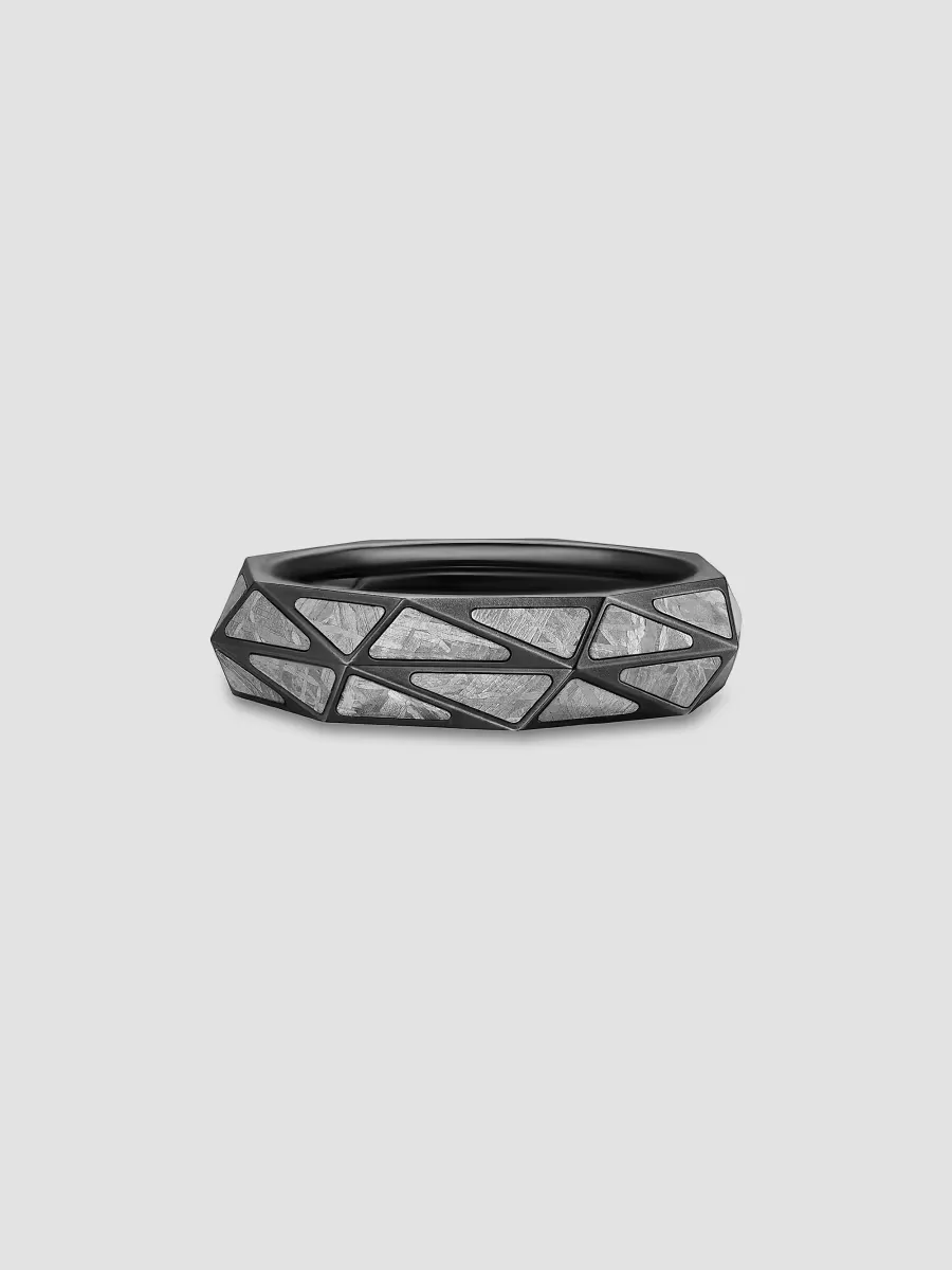 Faceted Band Ring in Black Titanium by David Yurman