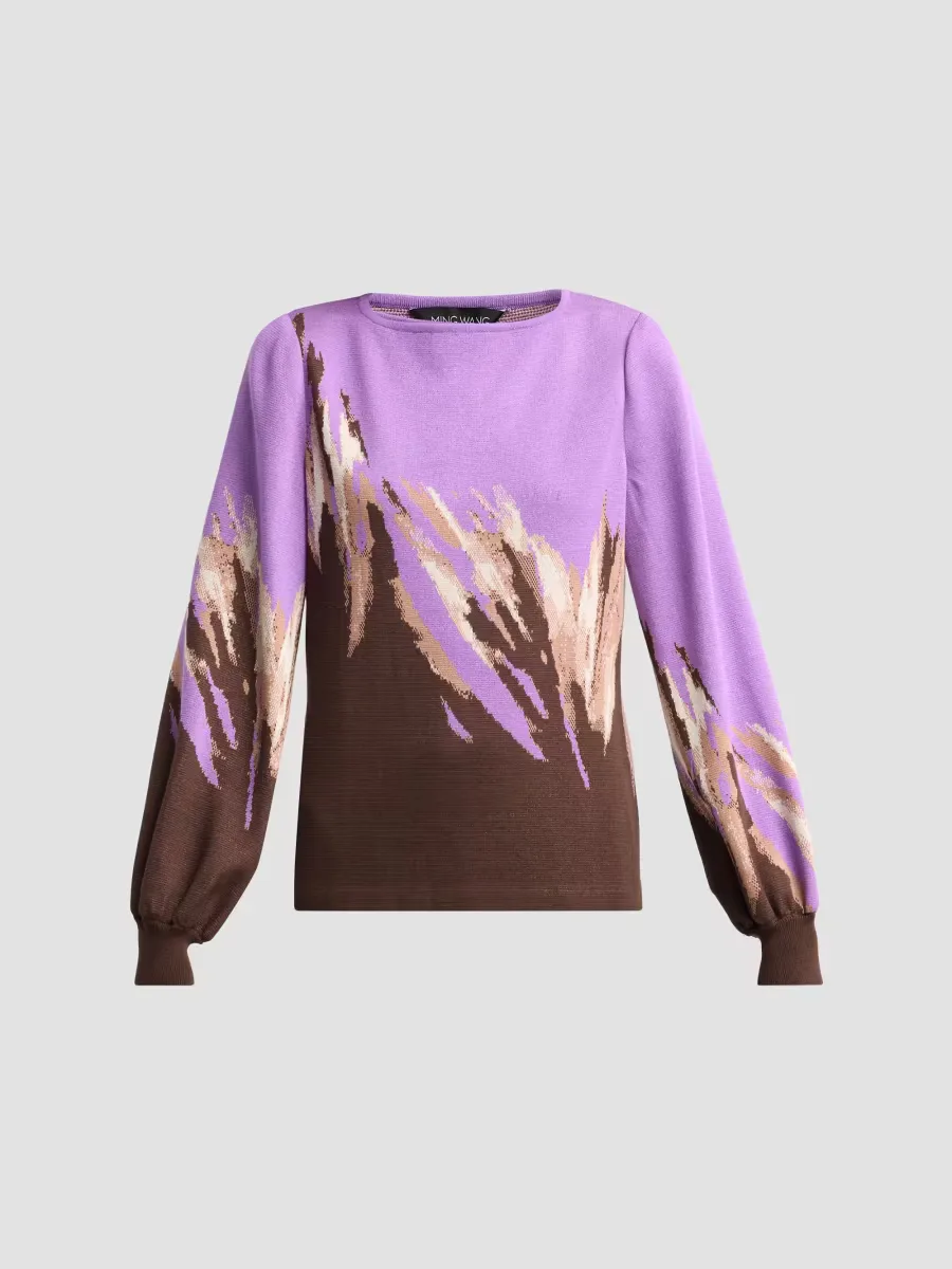 Abstract-Jacquard Knit Top by Ming Wang