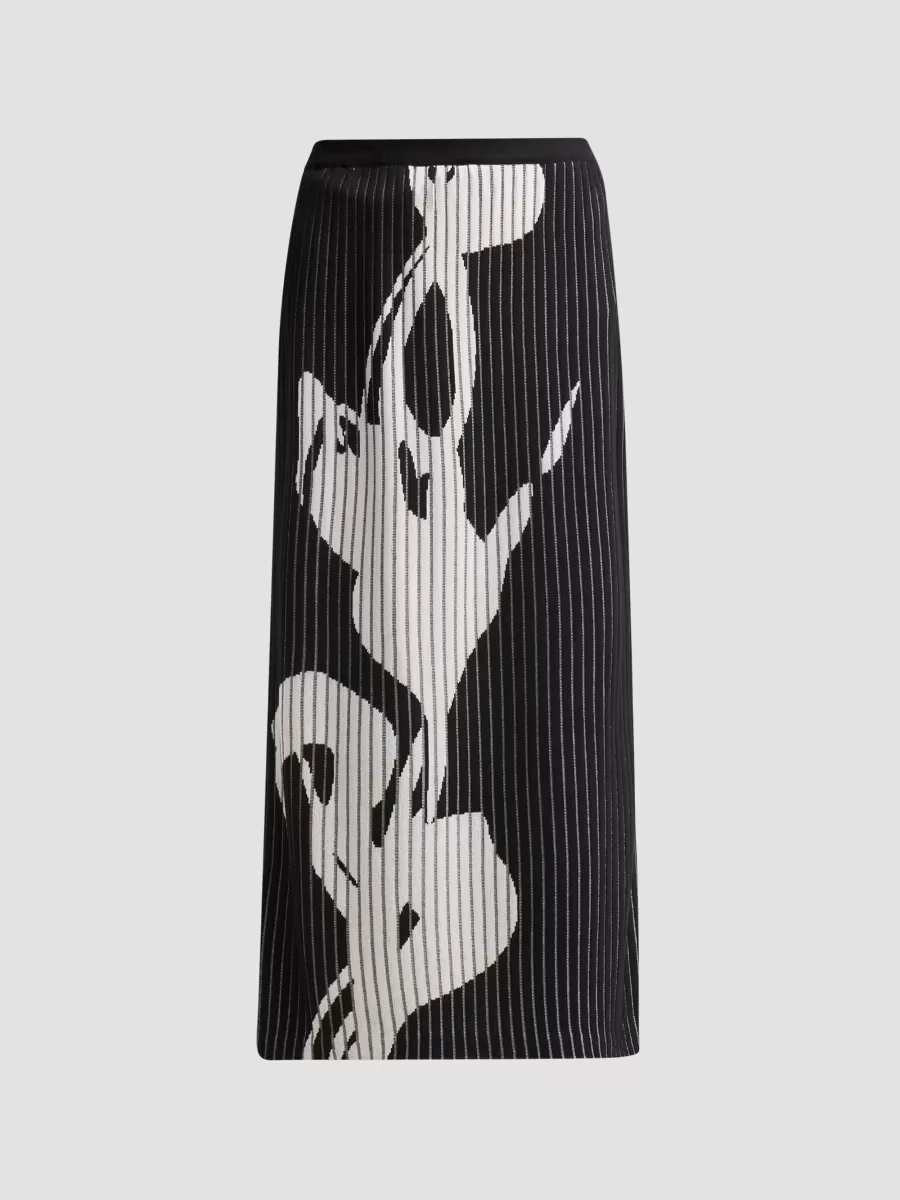 Striped Floral Column Skirt by Ming Wang