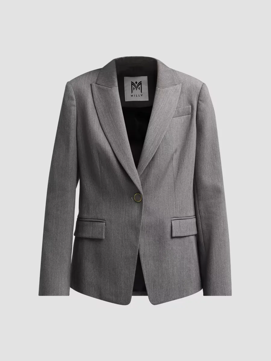 Avery Peak-Lapel Blazer by Milly