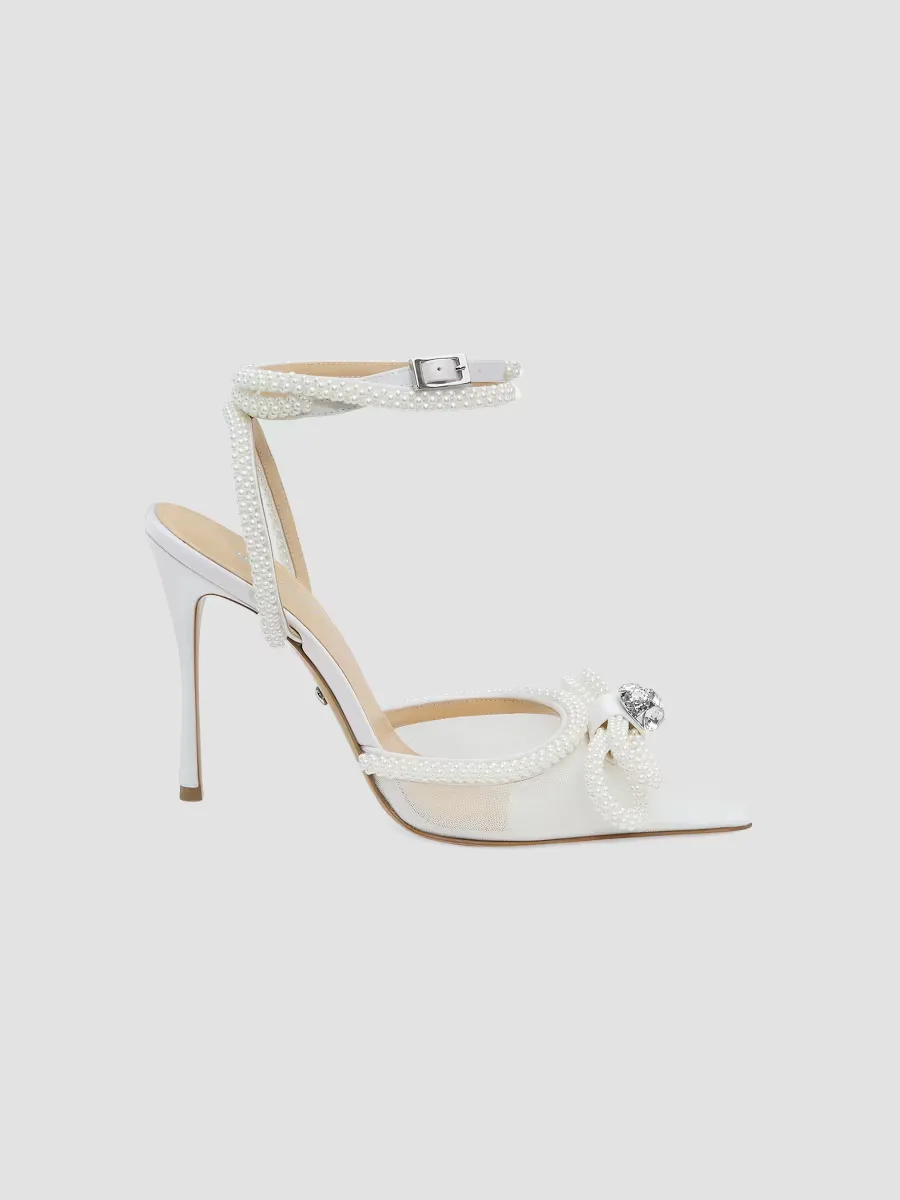 110MM Embellished Double Bow Mesh Pumps by Mach & Mach