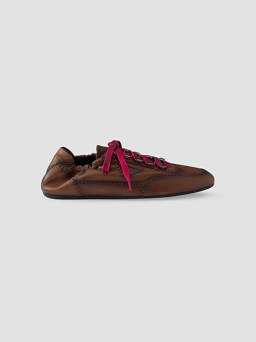 Collapse Antiqued Nappa Leather Sneakers with Hooks