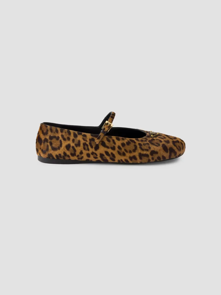 Printed Leather Ballerinas by Prada