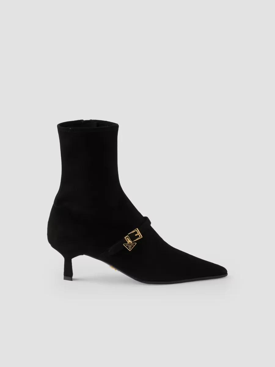 Stretch Suede Booties by Prada