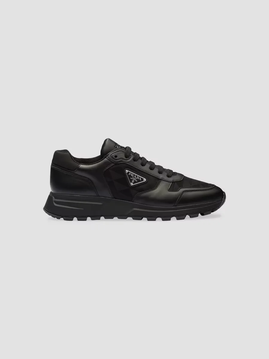 Leather and Re-Nylon High-Top Sneakers