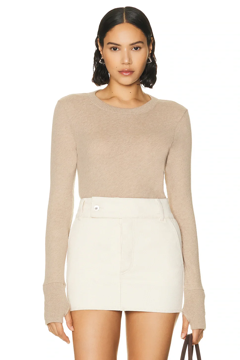 Cashmere Easy Cuffed Crew Neck Top by Enza Costa