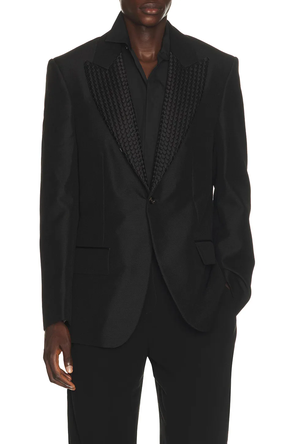 Mohair Wool Jacket Intrecciato Lapel by Bottega Veneta