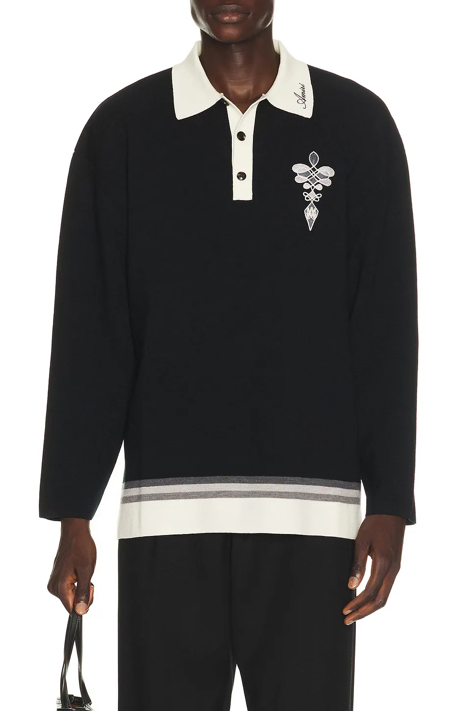 Lasso Knit OS Long Sleeve Polo by AMIRI