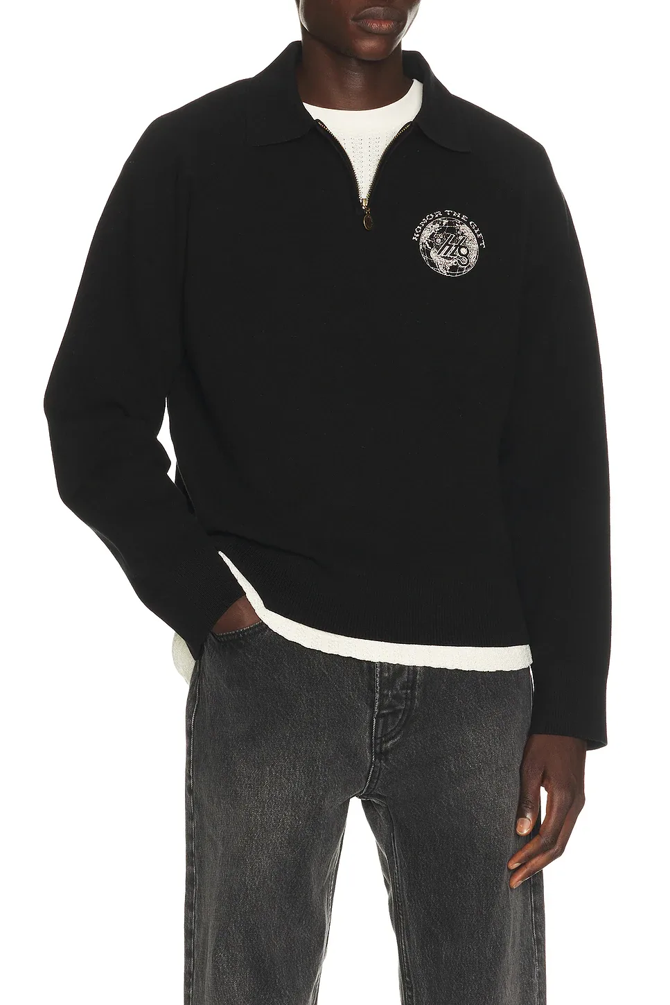 Knitted Zip Long Sleeve Polo by Honor the Gift