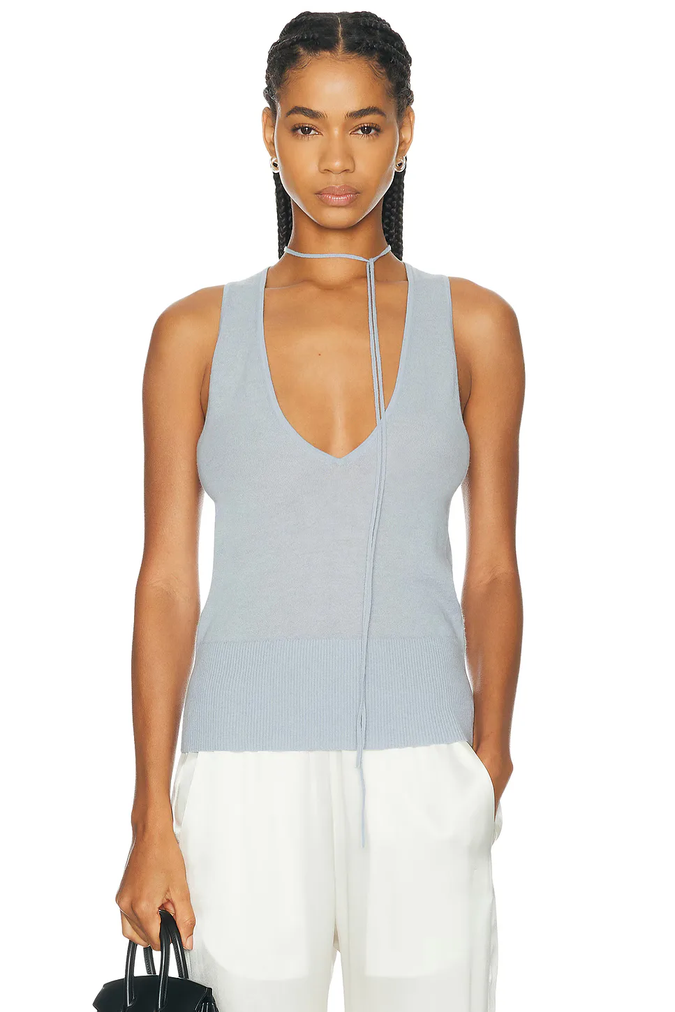 Plunge Rouleau Knit Tie Top by St Agni