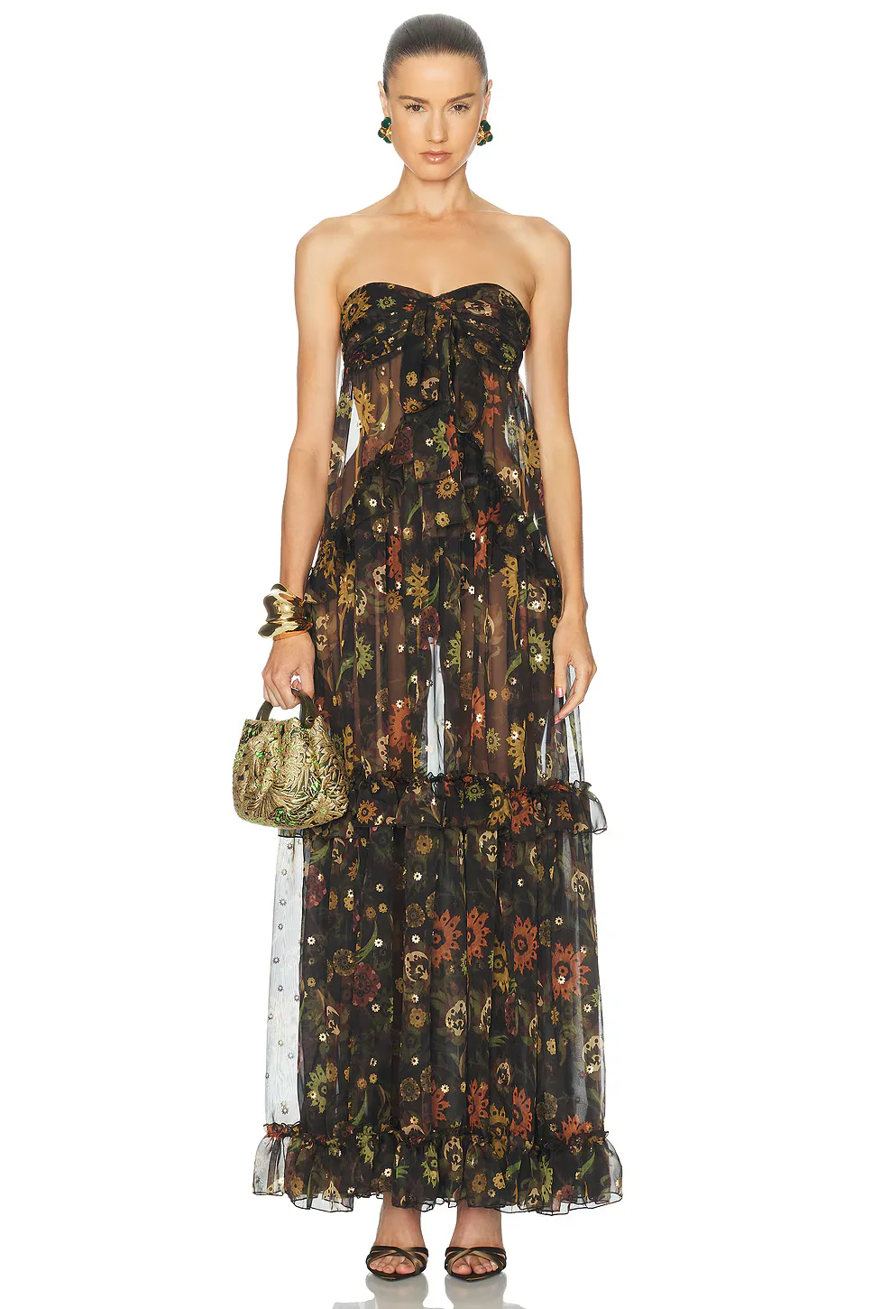 Josiane Sheer Ruffled Maxi Dress by Siedres