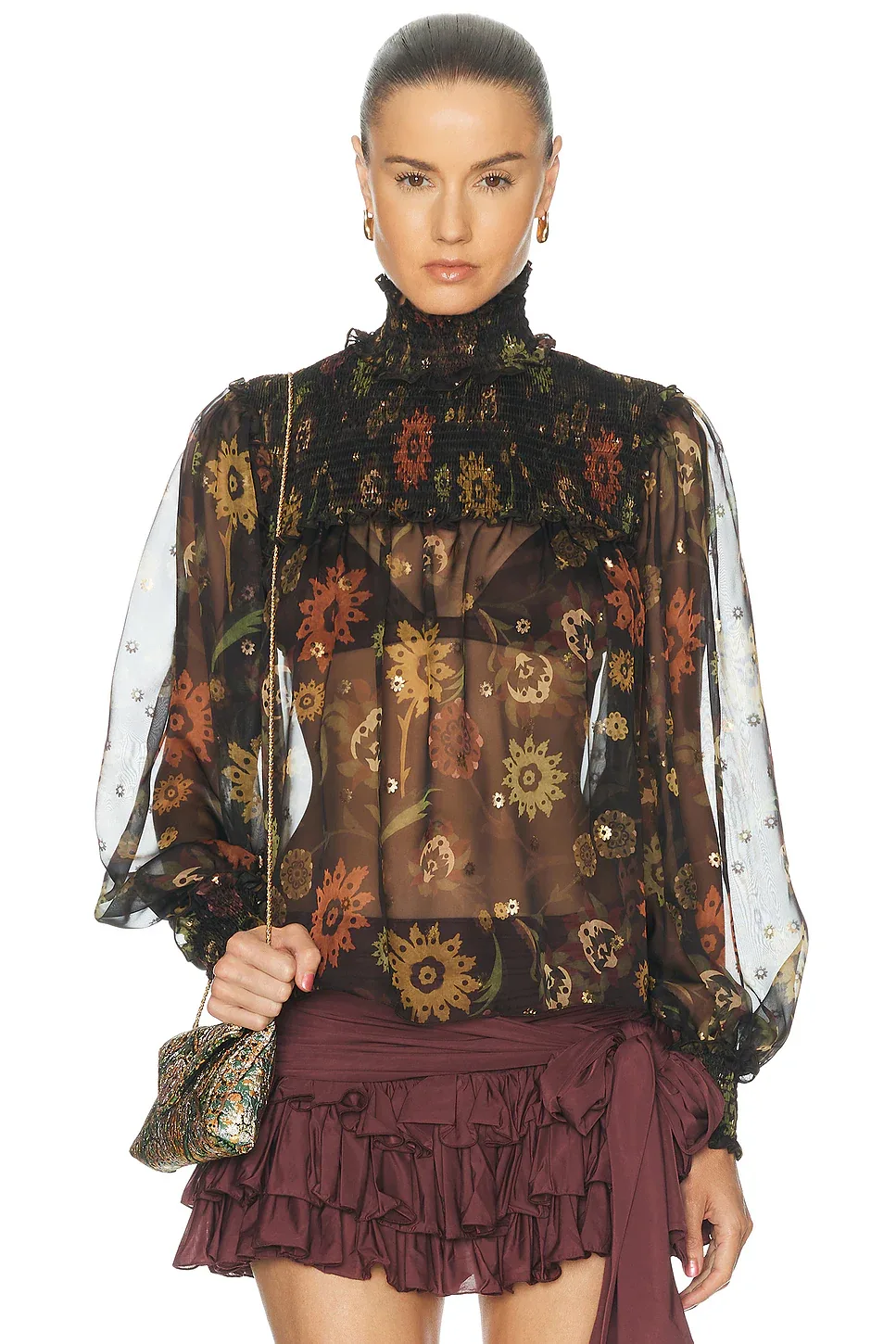Mirelle Sheer Floral Blouse by Siedres