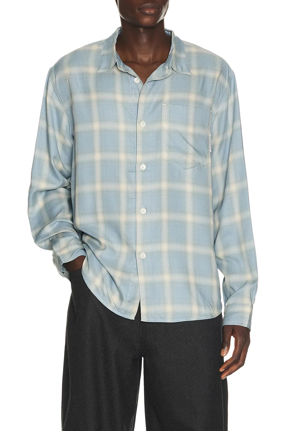Rayon Check Classic Shirt by Works and Days