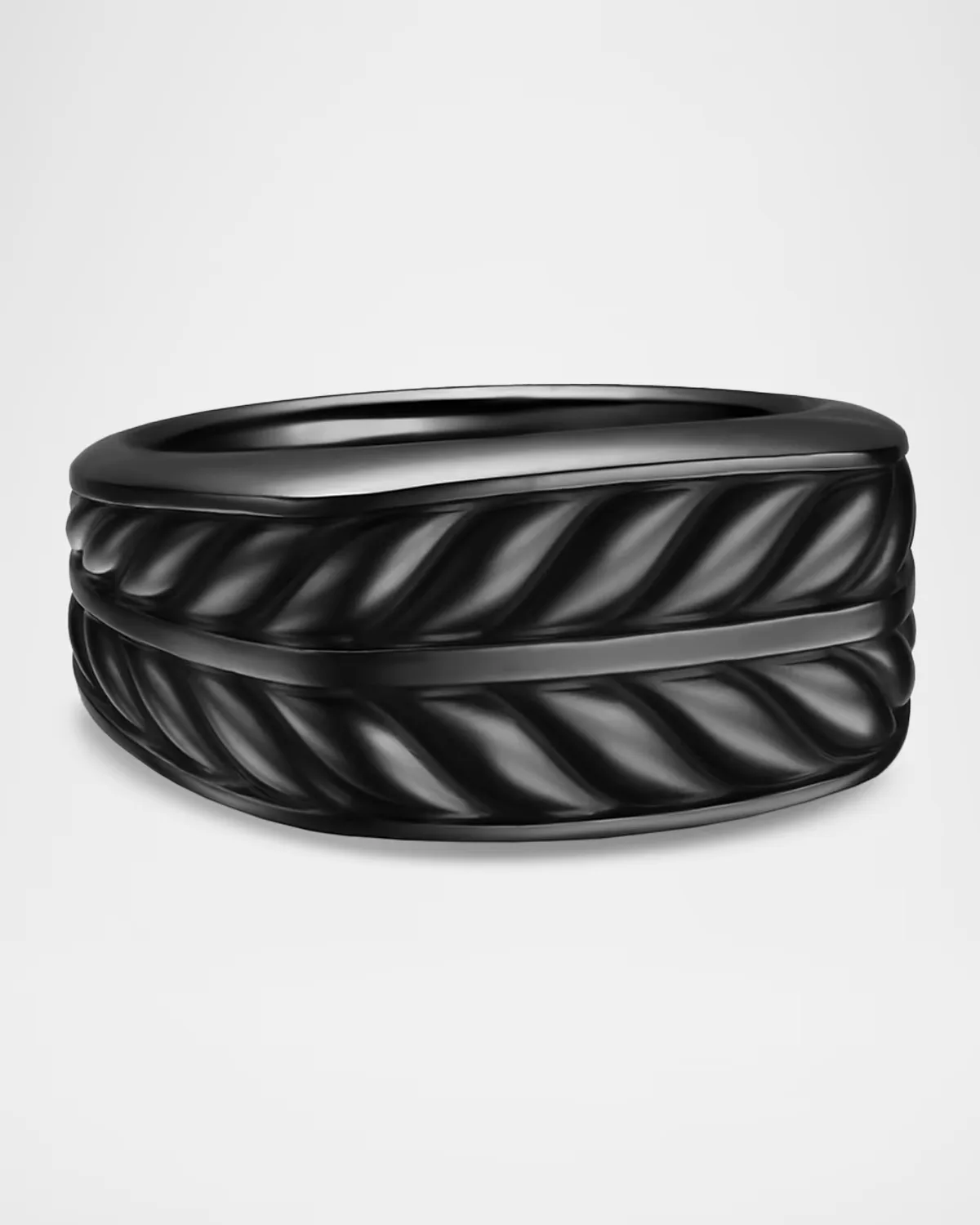 Chevron Three Sided Signet Ring in Black Titanium, 12.5mm by David Yurman