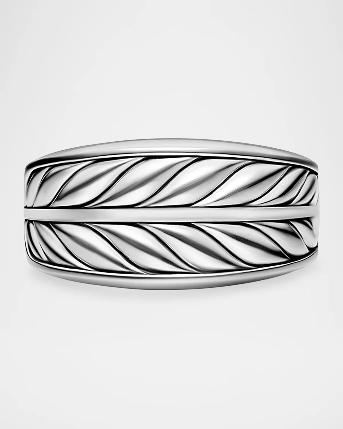 Chevron Three Sided Signet Ring in Sterling Silver, 12.5mm