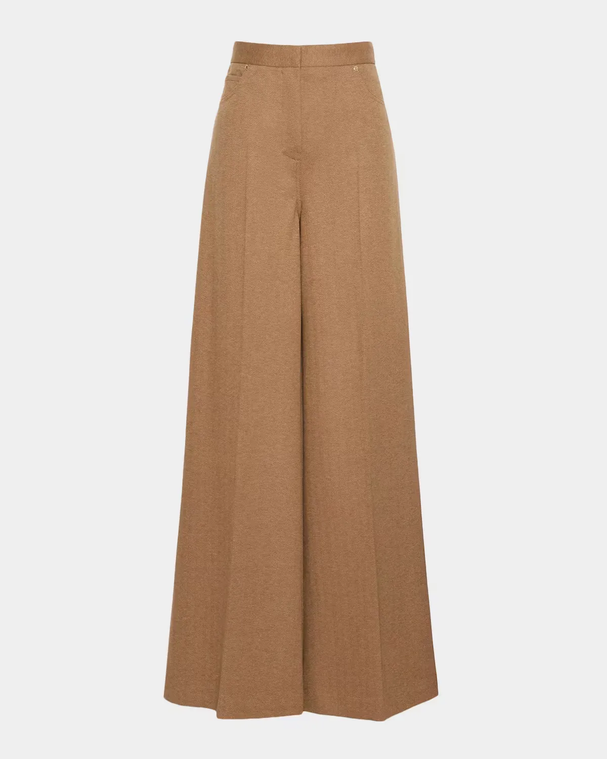 Wool Herringbone Wide-Leg Trousers by Max Mara