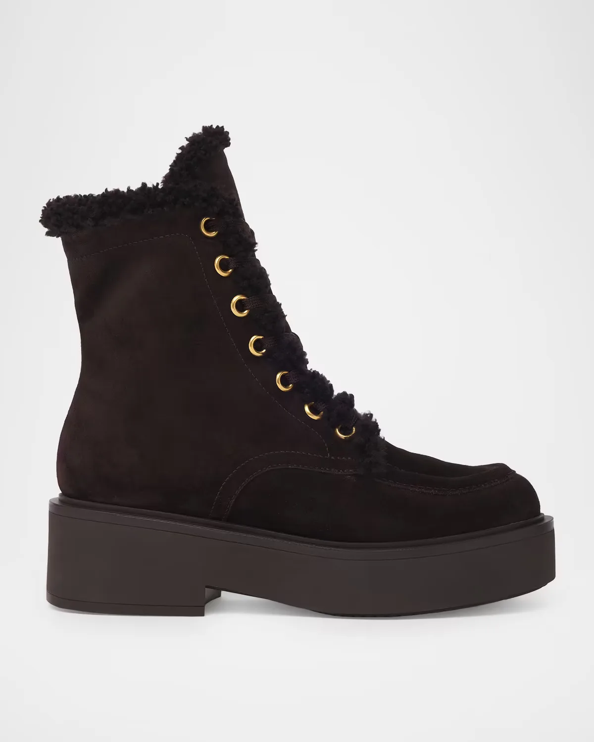 20mm Shearling-Lined Suede Laced Boots by Gianvito Rossi