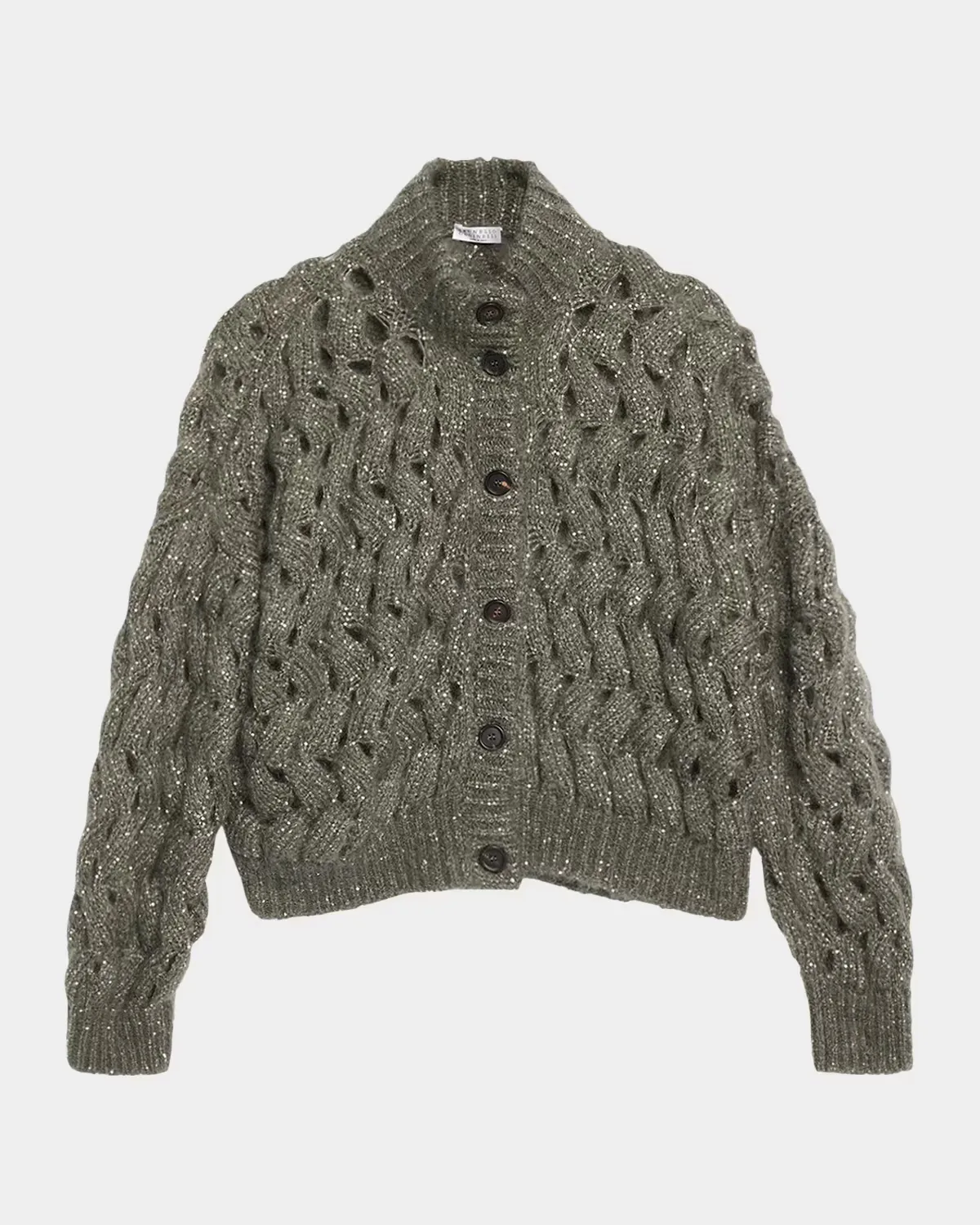 Ocean Waves Diamante Mohair Cardigan by Brunello Cucinelli