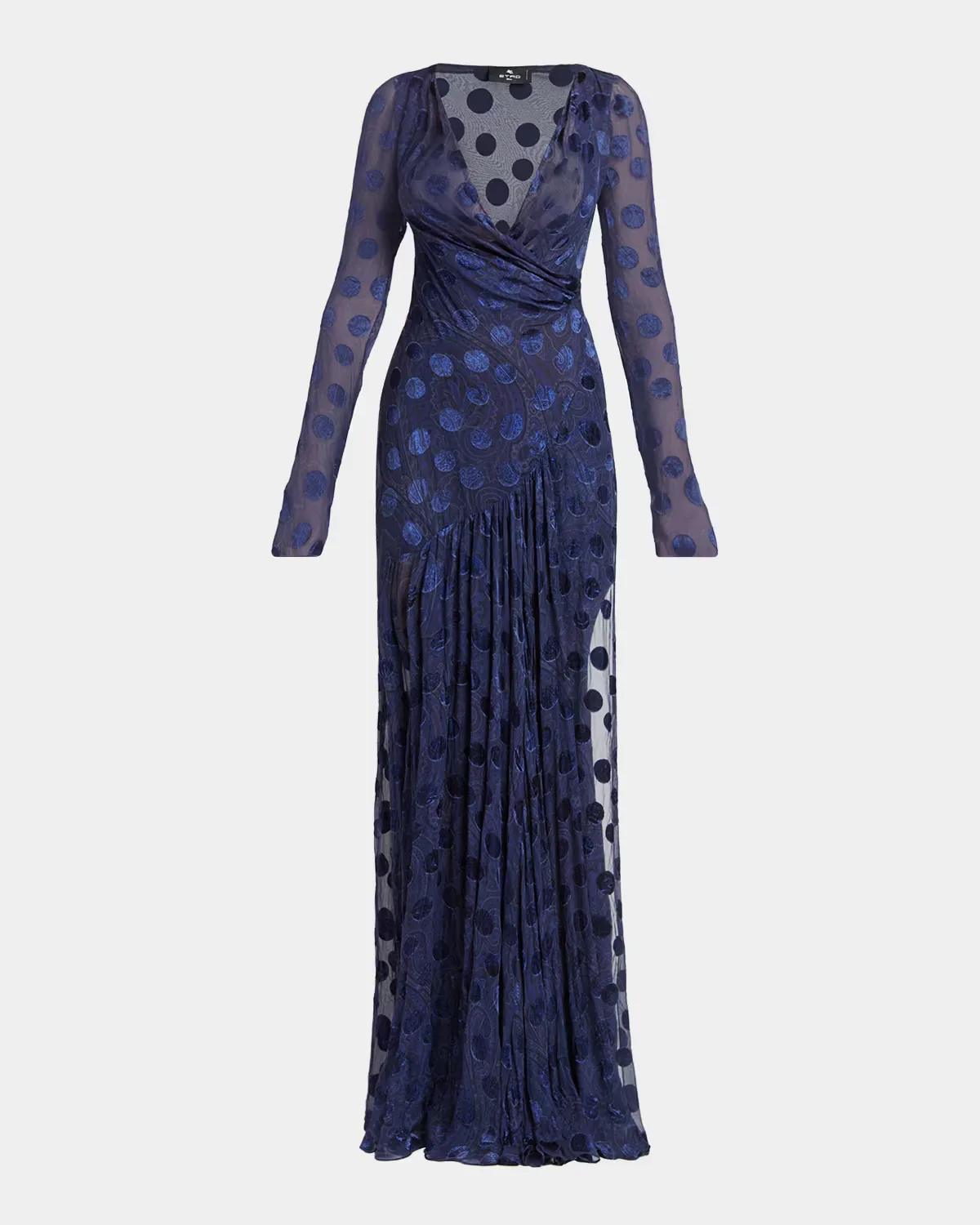 Silk Semi-Sheer Polka Dot Long Dress by ETRO