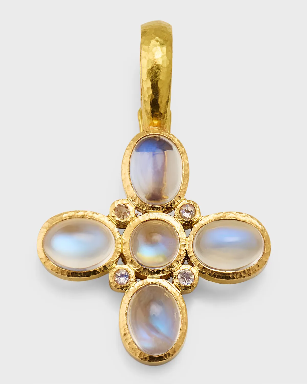 19K Moonstone Clover Pendant by Elizabeth Locke