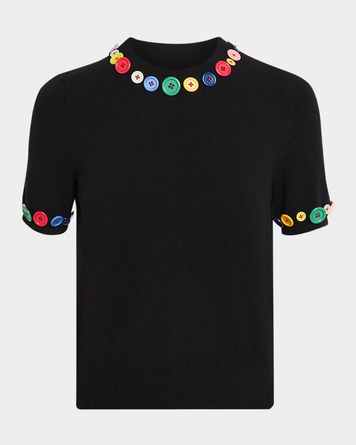 Candy Buttons Short-Sleeve Cashmere Sweater by Libertine