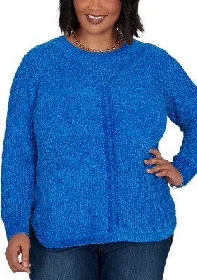 Jewel Neck Luster Chenille Pullover Sweater by Ruby Rd